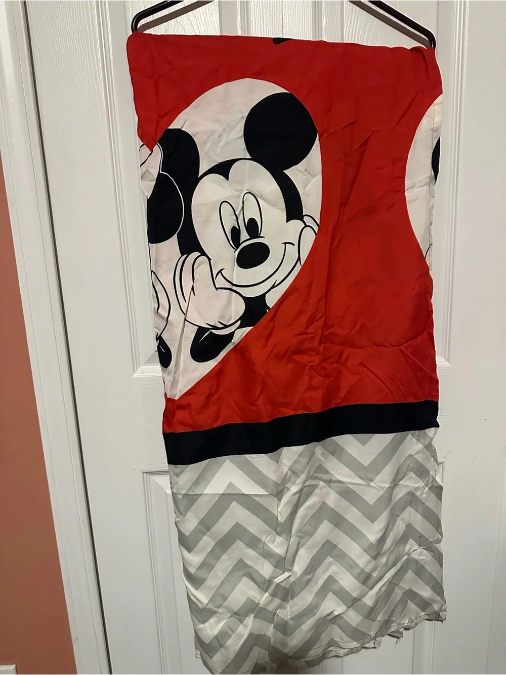 Red Mickey Mouse Shower Curtain & 12 Hooks- Graphic Character Print